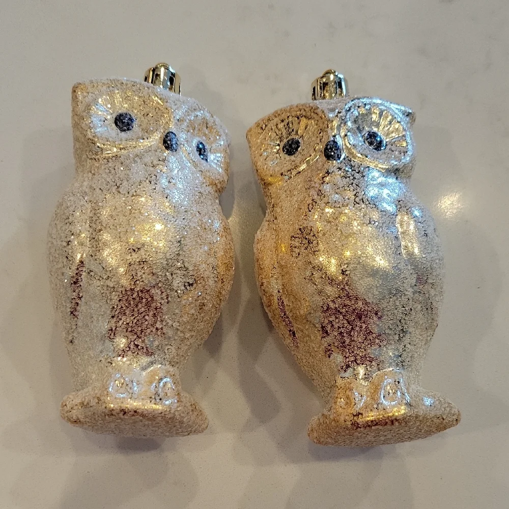 Beautiful Like NEW Glass Owl Ornaments
